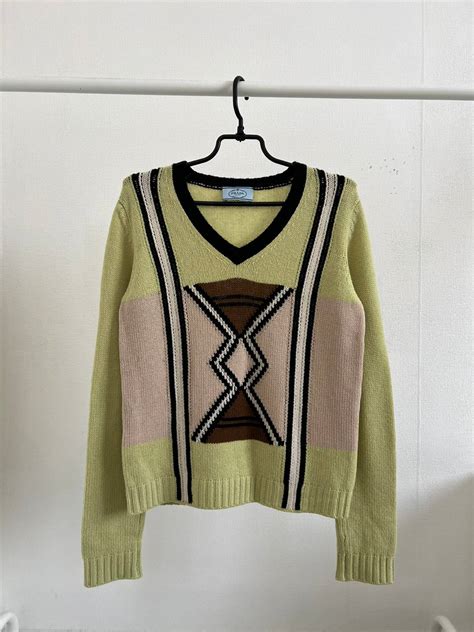 prada geometric sweater|Prada nylon wrap sweater.